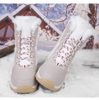 Zapatos de algodón de tubo de invierno, botas largas negras para mujer, botas de nieve cálidas y de forro polar grueso para exteriores, talla grande 42 para mujer - details 20