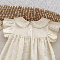 Pelele bordado floral con mangas con volantes de algodón para niñas de 0 a 2 años y diadema a juego, traje adorable y cómodo para bebés - details 9
