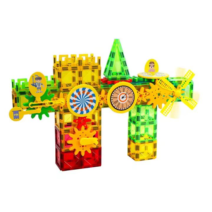 Conjunto de construcción magnética de rueda de engranaje 2024 Diseñador de constructoras rotativas Magnéticas para niños Conjuntos de construcción magnética Montessori Juguetes educativos regalos - 1