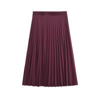 Falda Plisada de Cintura Alta para Mujer OUWU Medio Largo, Color Sólido, Negro y Rosa, Primavera y Otoño, Moda Nueva - details 1