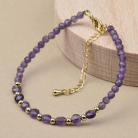 Una elegante pulsera de pastel redonda con corte de piedra natural de 4 mm y tamaño ajustable, adecuada para regalos diarios a juego, joyería para niñas - details 1