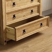 Cómoda Corona de 5 cajones, Hecha con Madera Maciza de Pino Mexicano, y Acabado Encerado Envejecido - details 8