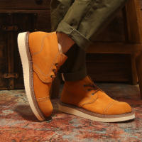Botas de cuero de alta gama para hombre, zapatos altos de cuero esmerilado de piel de vaca pura - details 2