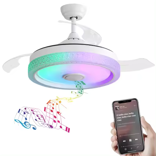 Ventilador de techo con luz LED - Con función de reproducción de música por Bluetooth - Colores ajustables RGB - 1