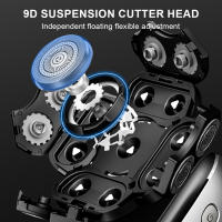 Afeitadora eléctrica 6 en 1 para hombre, máquina de afeitar con 9 cuchillas, cabezales flotantes, recortadora de pelo de oreja y nariz, cepillo Facial recargable - details 5