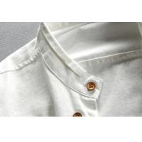 Camisa Casual de Algodón y Lino Estilo Japonés para Hombre Top Clásico Transpirable con Manga Larga y Cuello Alto Color Sólido Harajuku - details 6