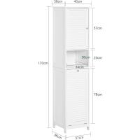 Armario para baño Alto Mueble Columna de Baño Estanterías de Baño con 2 Puertas y 1 Cajón Blanco - details 28