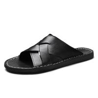 Zapatillas planas de cuero para hombre de verano, sandalias deslizantes, suelas finas, estilo Retro, antideslizantes, transpirables, cómodas - details 4