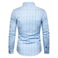 Camisa de algodón para hombre, camisa de manga larga a cuadros, informal, de negocios, ajustada, para oficina, 1311 - details 14