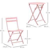 Juego de Muebles de Jardín Plegable Mesa Redonda, 2 Sillas y Resaldo de Acero - details 15