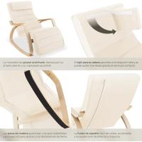 Silla Mecedora Ergonómica, Reposapiés Ajustable en 5 Posiciones, Cojín Mullido con Cierre, Almohadillas Antideslizantes, Estructura Robusta, Sillon Lectura, Muebles de Salon - Gris Oscuro - details 13