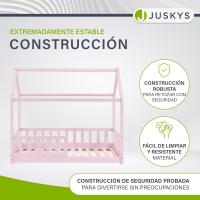 Cama Infantil 80 x 160 cm con protección anticaída, Cama casa de Madera Maciza para niños - Cama en Color Rosado - details 7
