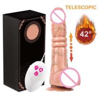Consolador realista telescópico vibratorio para mujer, masturbación femenina con ventosa, pene con Control remoto y calefacción - details 8