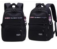 Mochila escolar grande de nailon para chicas adolescentes, morral impermeable para ordenador portátil, color negro - details 16