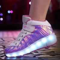Patinaje sobre ruedas intermitente para niños con zapatos deportivos voladores con luz LED de una rueda - details 2