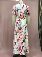 Vestido Largo de Estampado Elástico para Mujer Primavera 2025 Ajuste Delgado, Talla Grande, Swing de Cuatro Lados - details 8