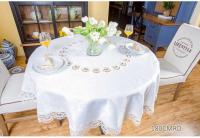 Caminos de mesa de comedor circulares cuadrados, diseño de mantel bordado ENCE, blanco beige, utilizado para restaurantes, bodas y fiestas - details 7