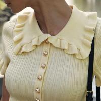 Minivestido De Cintura Alta Con Volantes Para Mujer, Vestido De Punto De Manga Corta, Ajustado, Vintage, Elegante, Verano - details 6