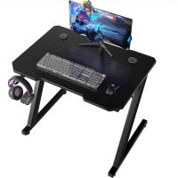 Mesa de Juegos Ergonómica en Forma de Z Fibra de Carbono Portavasos y Gancho para Auriculares Negro - details 26