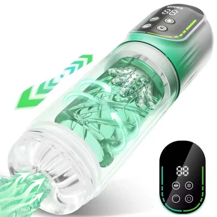 Embalaje privado SEX 2024, masturbador masculino con rotación de empuje automático, bomba de succión de bolsillo, mamada, juguetes sexuales con pantalla LED - 1