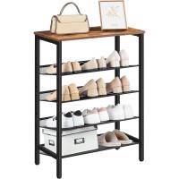 Zapatero, Zapatero de 6 Niveles, Estantería para Zapatos, Estantes de Malla Ajustables, para Entrada, Pasillo, Dormitorio, Estructura Metálica, Marrón Rústico y Negro - details 32