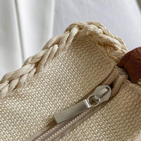 Bolso de paja para mujer, bandolera semicircular hecha a mano de ratán, bolso de mano para viaje y playa - details 19