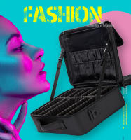 Bolso de maquillaje femenino de cuero Pu impermeable y resistente a los arañazos, estuche de maquillaje profesional de gran tamaño, Nuevo - details 0