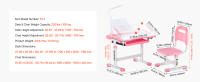 SucceBuy Juego de escritorio y silla de estudio ajustable para niños con lámpara, escritorio inclinado (0-40 ° ), Personalización de altura, Rosa - details 6