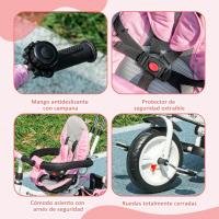 Triciclo para Bebés 6 en 1 Evolutivo con Toldo Plegable, Mango de Empuje, Cinturón de Seguridad, Cesto de Carga 25kg Deportes y Aire Libre - details 2