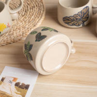 Taza de café retro de cerámica de alto valor, taza de café con leche de cerámica gruesa, taza de café, nicho japonés pintado a mano pastoral - details 4