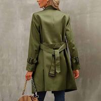Abrigo de Trench de Moda Casual para Mujer con Cinturón Desmontable y Bolsillos Diseño de Cierre de Doble Botonadura Material Exterior de Poliéster Abrigo de Tren de Largo Medio para Otoño/Invierno - details 12