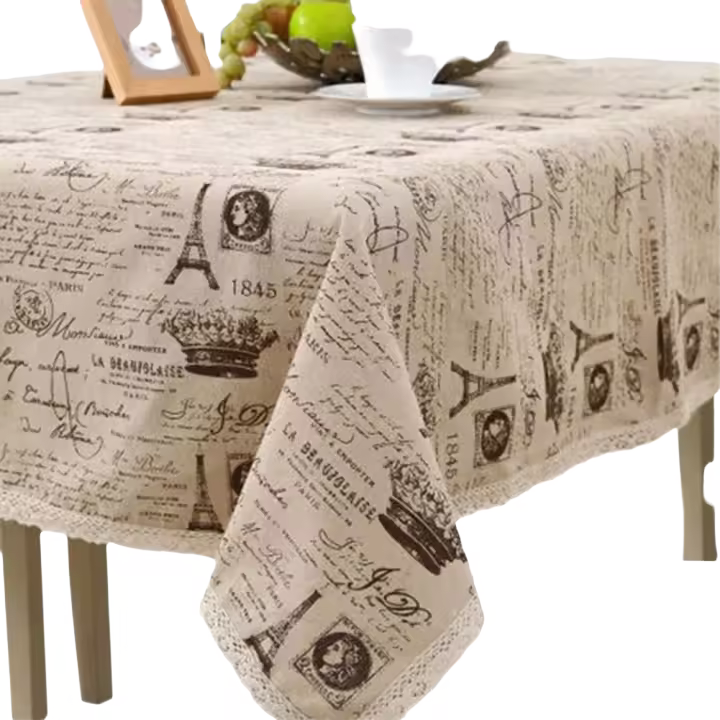 Mantel de Comedor de Encaje de Lino Estampado de Torre de Comedor Decoración del Hogar con Estilo - 1