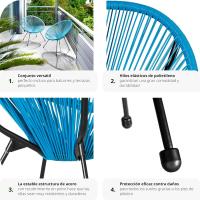 Juego de Sillas de Jardín Exterior Estilo Acapulco Resistente a la Intemperie, Polietileno para Cintas y Patas, Hasta 120kg Negro - details 31