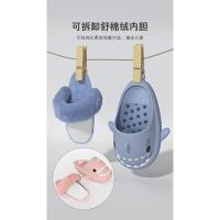 Zapatillas de algodón de tiburón extraíbles, impermeables, gruesas, de terciopelo, cálidas, para el hogar, zapatillas mullidas - details 10