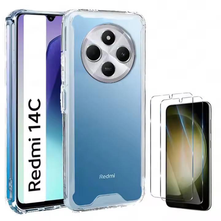 Funda Protectora de Vidrio Templado Opcional Compatible con XIAOMI REDMI 14C Funda Transparente, Esquinas Reforzadas a Prueba de Golpes y - 1