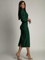 Vestido de noche elegante y bonito con cuello en V para mujer, vestidos Maxi divididos de Color sólido, moda nueva, Vestido de manga larga - details 5