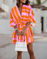 BUNO-Vestido holgado con cuello en V y manga murciélago para mujer, minivestido informal con volantes y corte en A, ropa de playa para vacaciones 2024 - details 9