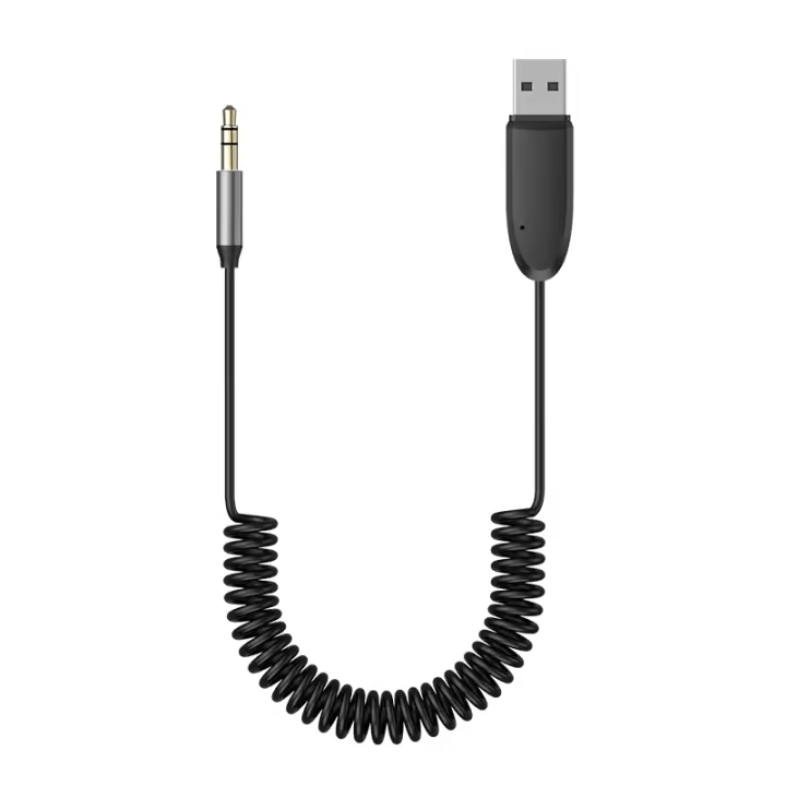 adaptador AUX para coche, receptor de Audio con Bluetooth 5,4, AUX a USB, compatible con Reproducción USB, con micrófono, para viajes, autoconducción - 1