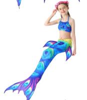 Disfraz de cola de pez de sirena y pavo real para niñas, Little Tails, con monoaleta para nadar, vestido de verano para niños. - details 4