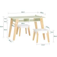 2 Taburetes Infantiles Escritorio Infantil con 2 Compartimentos y 1 Soporte para Rollo de Papel Blanco Madera y Verde ES - details 3
