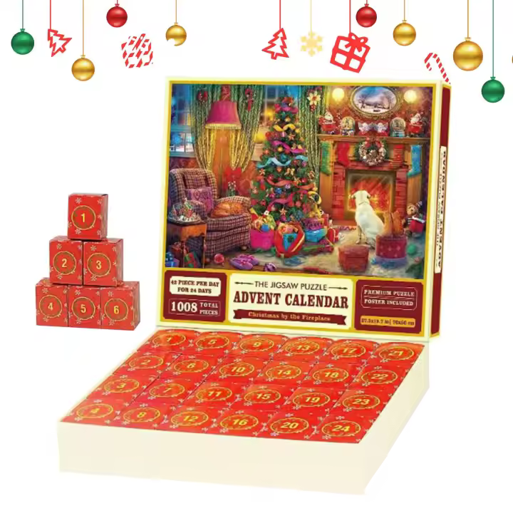 Calendario de Adviento para adultos, rompecabezas de cuenta regresiva, 24 cajas, decoraciones para árboles de Navidad, 2024 - 1