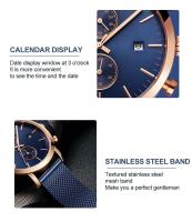 Reloj deportivo de acero inoxidable para hombre de lujo premium, 44,5 mm, multifuncional, moda, oro, negro, negocios, 3 bar, resistente al agua, reloj de pulsera de cuarzo para hombre - details 16