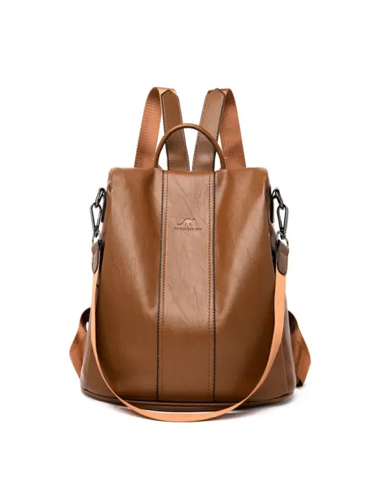 Mochila de piel antirrobo para mujer, bolso vintage para hombre, mochila de viaje de alta capacidad. - 1