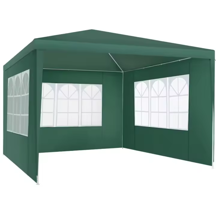 Carpa de Fiesta Robusta Paneles Laterales de 3x3 metros Pavilión de Jardín Impermeable con Estacas Apuntadas Verde - 1