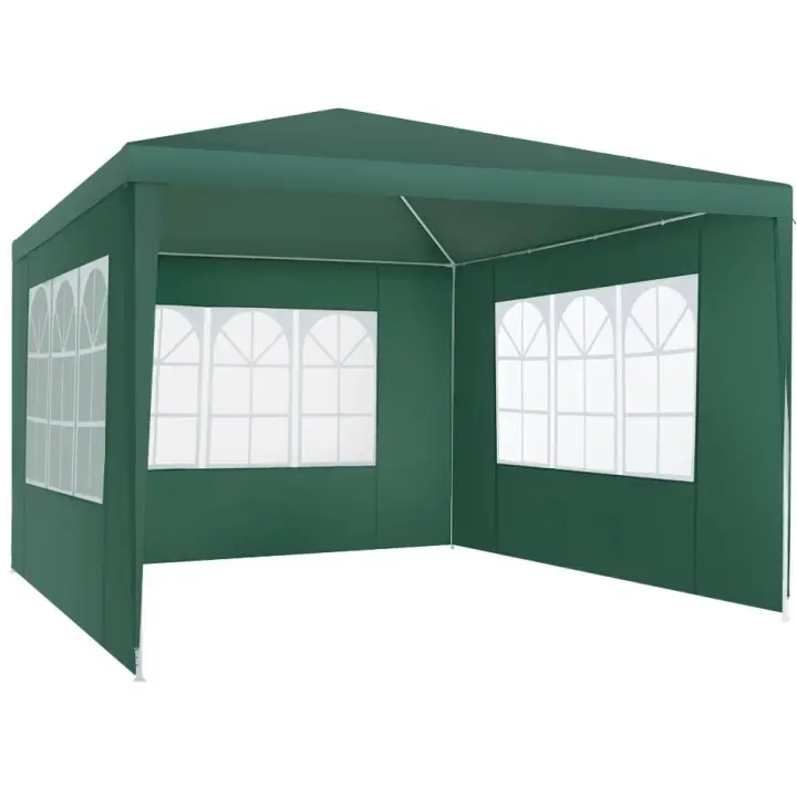 Carpa de Fiesta Robusta Paneles Laterales de 3x3 metros Pavilión de Jardín Impermeable con Estacas Apuntadas Verde - 1