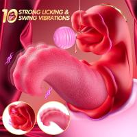 Vibrador Juguetes sexuales para adultos para mujeres - Vibradores de empuje de lengua 4 en 1 Consolador Juguetes sexuales de rosa con 10 lamiendo el clítoris y 10 modos de vibración, estimulador del clítoris del punto G, herramientas de placer para juegos - details 4