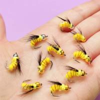 Señuelo de pesca con moscas húmedas, 5/10 Uds. # 8 Bright Skin Bionics Humpy Fly Ninfa Cabeza de latón/Alambre de cobre Diseño de cuerpo enrollado Mosca Insecto Cebo Pesca con mosca Moscas para lubina Trucha Lucio Salmón - details 8