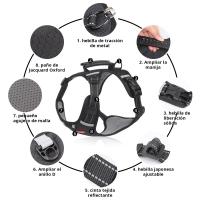 Arnés ajustable sin tirones para perros y gatos, acolchado suave con asa de control, fácil de evitar el - details 10