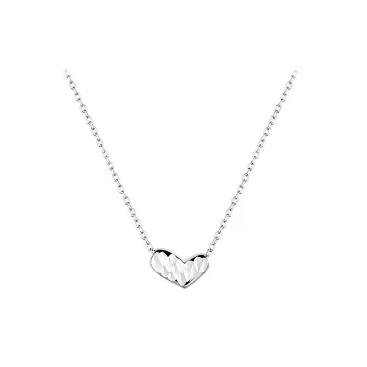 Collar de corazón de plata esterlina 925, diseño minimalista elegante con detalles florales. - 1