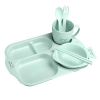 Juego de Platos y Cubiertos para Bebés y Niños de SLAIXIU Set de  6 Piezas de Cerámica con Diseño de Dibujos Animados para Entrenamiento de Alimentos y Cena - details 8